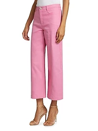 Verona Heart-Embroidered Wide Crop Jeans