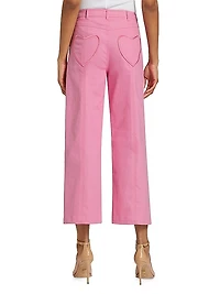 Verona Heart-Embroidered Wide Crop Jeans