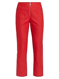 Loren Front-Zip Crop Pants