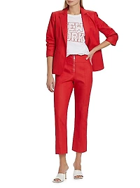 Loren Front-Zip Crop Pants