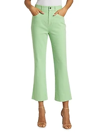 Aubrey Stripe Stretch Straight-Leg Crop Jeans