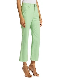 Aubrey Stripe Stretch Straight-Leg Crop Jeans