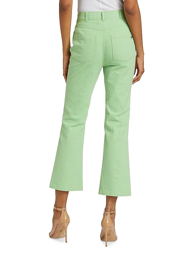 Aubrey Stripe Stretch Straight-Leg Crop Jeans