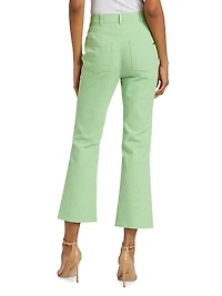 Aubrey Stripe Stretch Straight-Leg Crop Jeans