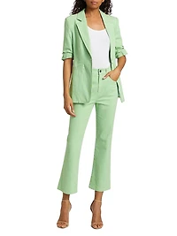 Aubrey Stripe Stretch Straight-Leg Crop Jeans