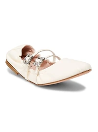 Mini Strap Strass Leather Ballerina Flats