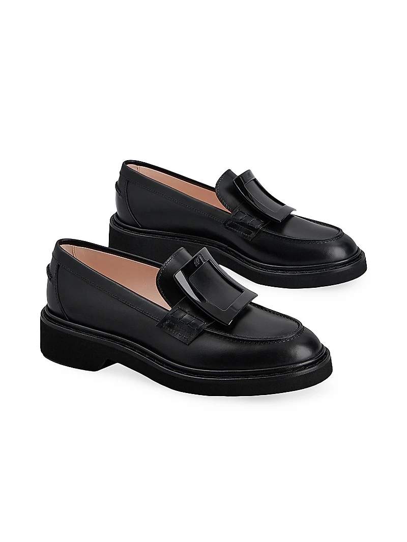 Viv Rangers Covered Buckle Leather Loafers