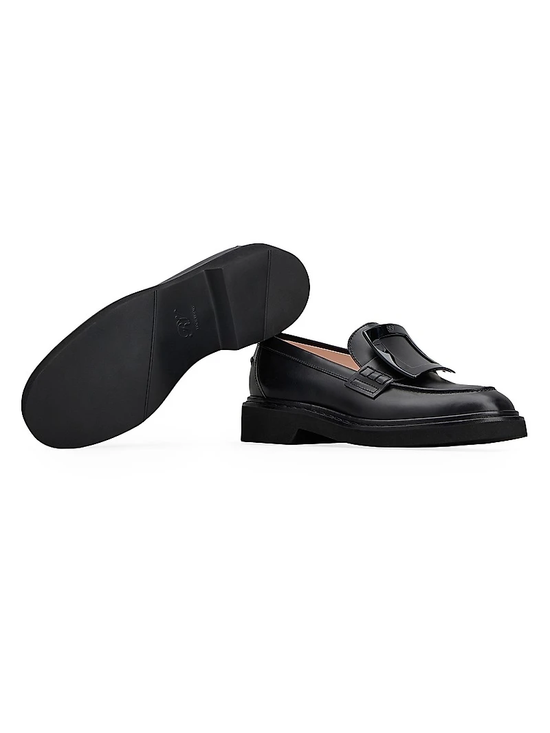 Viv Rangers Covered Buckle Leather Loafers