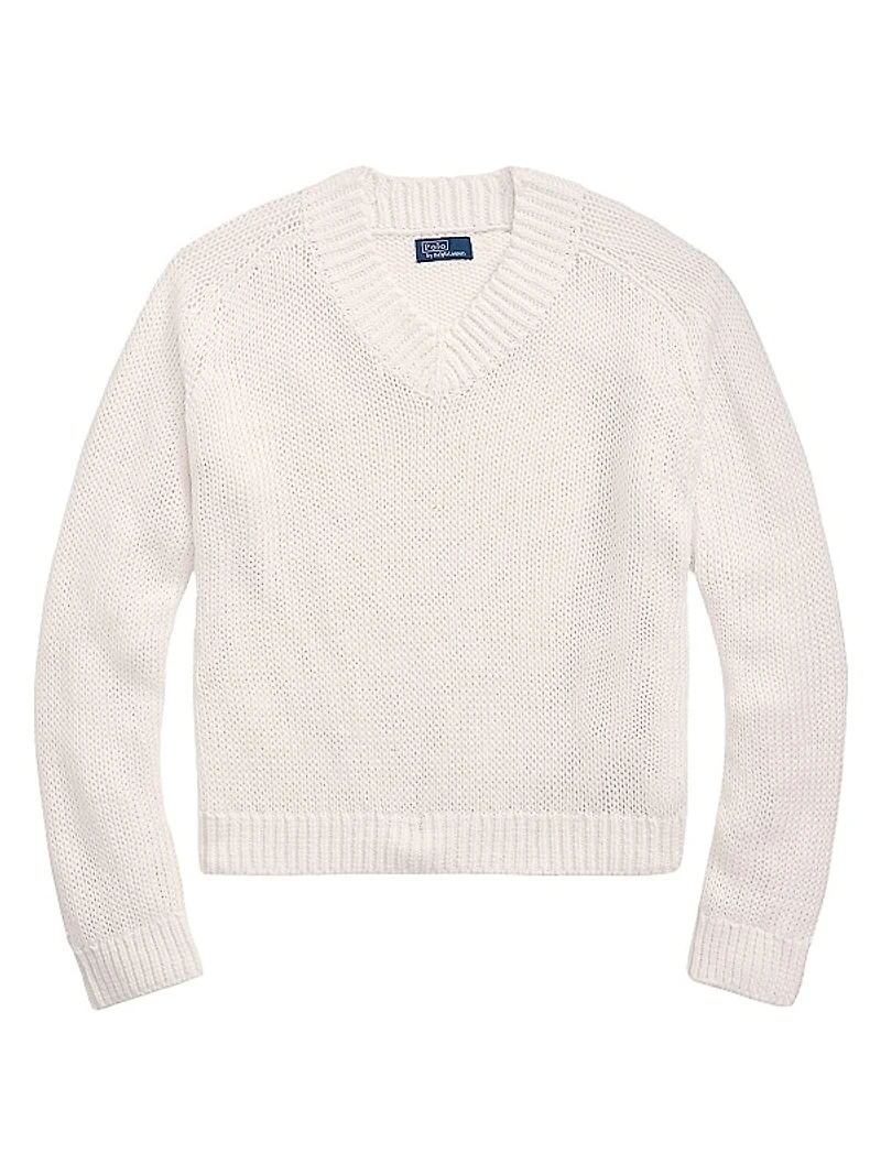 Linen-Cotton V-Neck Sweater