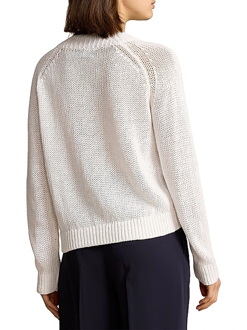 Linen-Cotton V-Neck Sweater