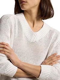 Linen-Cotton V-Neck Sweater