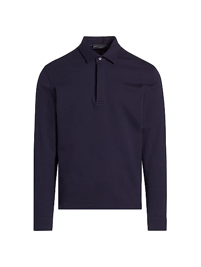 Cotton-Blend Long-Sleeve Polo Shirt