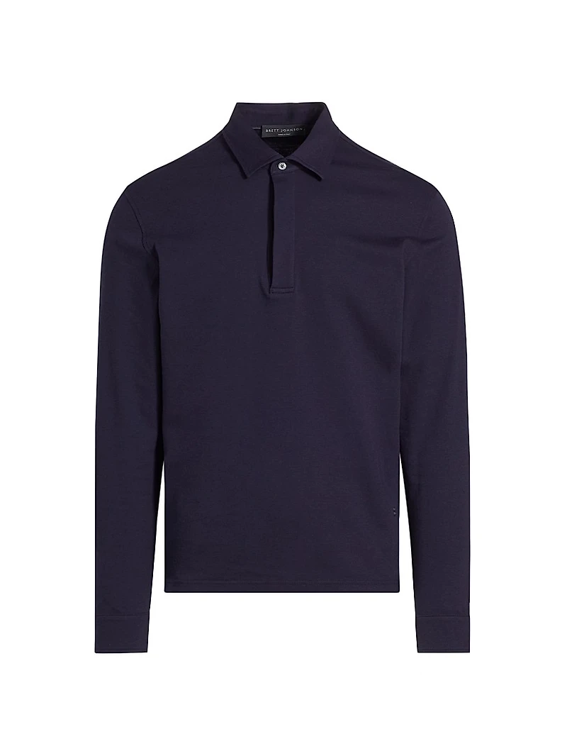 Cotton-Blend Long-Sleeve Polo Shirt