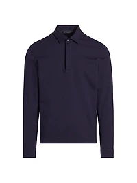 Cotton-Blend Long-Sleeve Polo Shirt