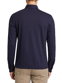 Cotton-Blend Long-Sleeve Polo Shirt
