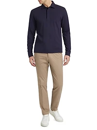 Cotton-Blend Long-Sleeve Polo Shirt