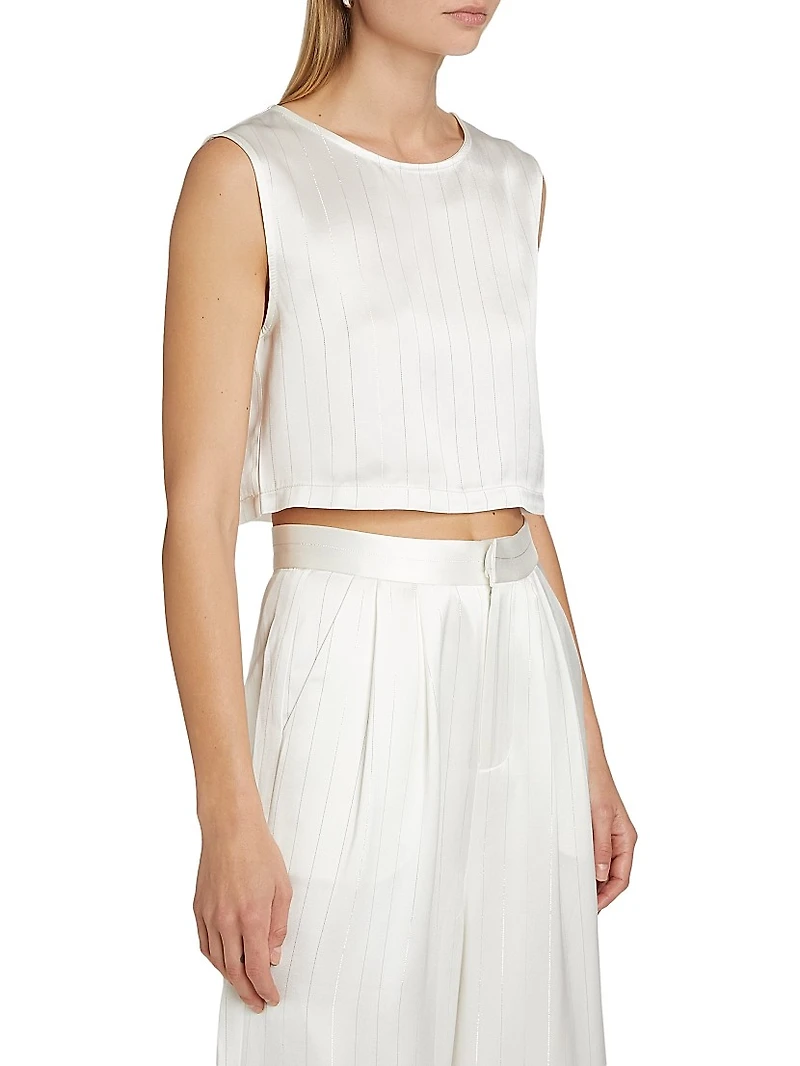 Terri Crop Metallic Strip Shirt