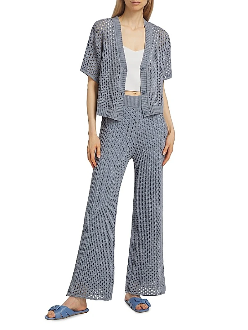 Nova Pointelle-Knit Flare Pants