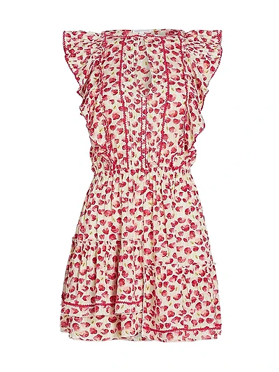 Bambi Floral Ruffled Keyhole Minidress