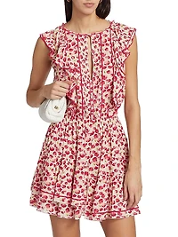 Bambi Floral Ruffled Keyhole Minidress
