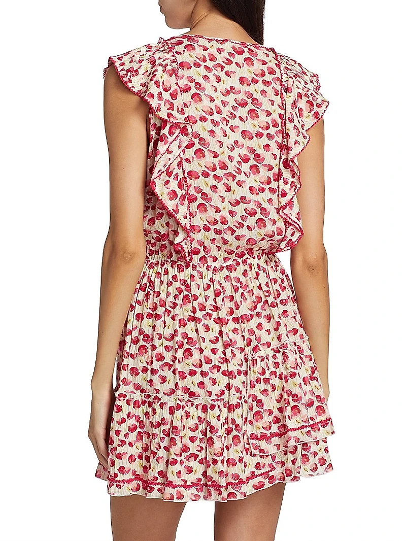 Bambi Floral Ruffled Keyhole Minidress