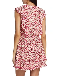 Bambi Floral Ruffled Keyhole Minidress