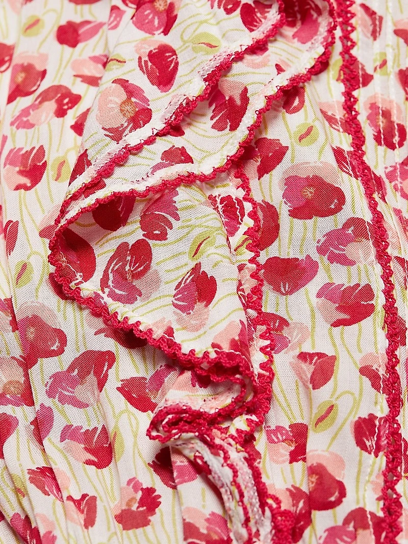 Bambi Floral Ruffled Keyhole Minidress