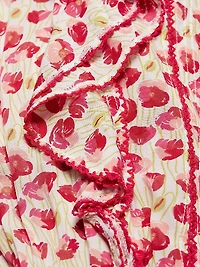 Bambi Floral Ruffled Keyhole Minidress