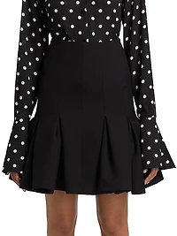 Wool Gabardine Peplum Midi-Skirt