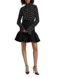 Wool Gabardine Peplum Midi-Skirt