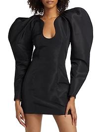 Faille Coccoon-Sleeve Minidress