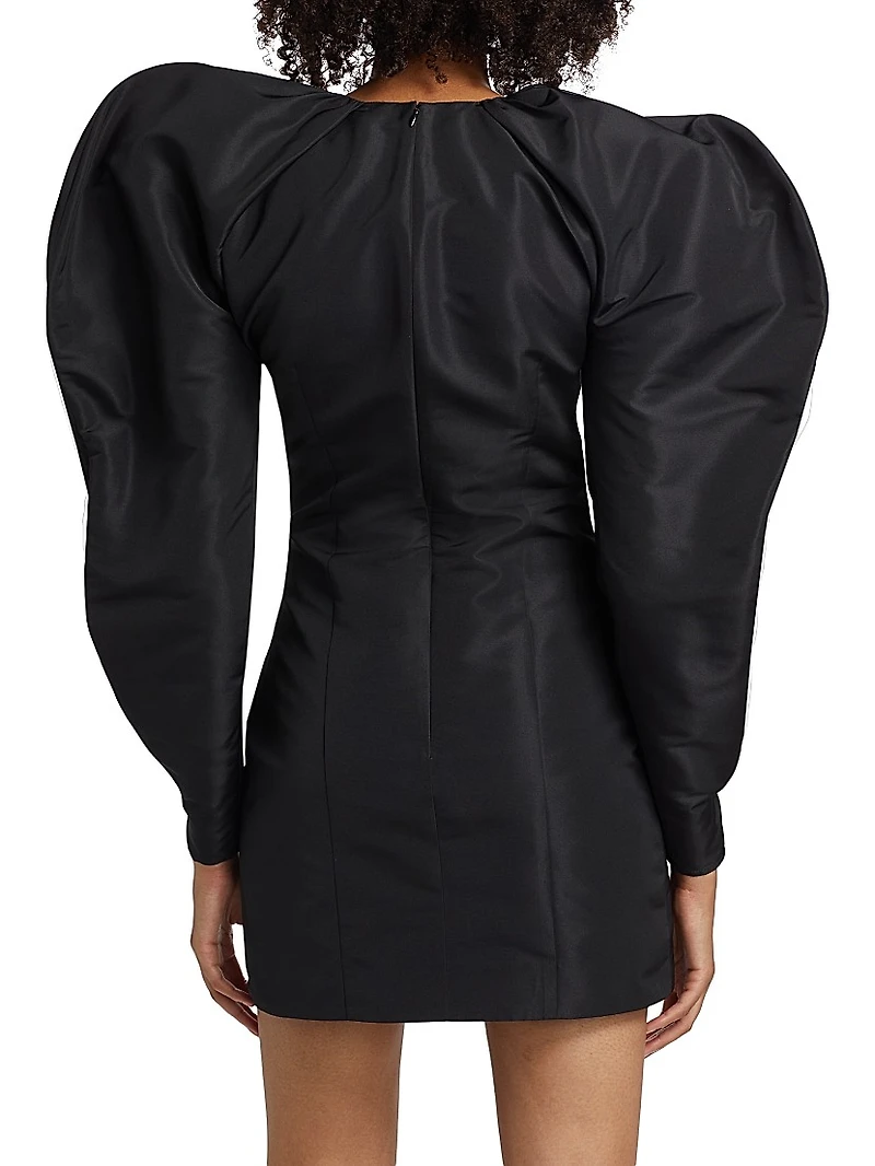 Faille Coccoon-Sleeve Minidress