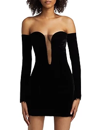 Fluid Velvet Off-the-Shoulder Minidress
