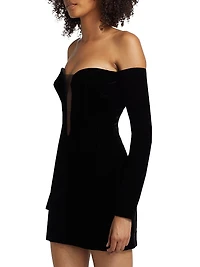 Fluid Velvet Off-the-Shoulder Minidress