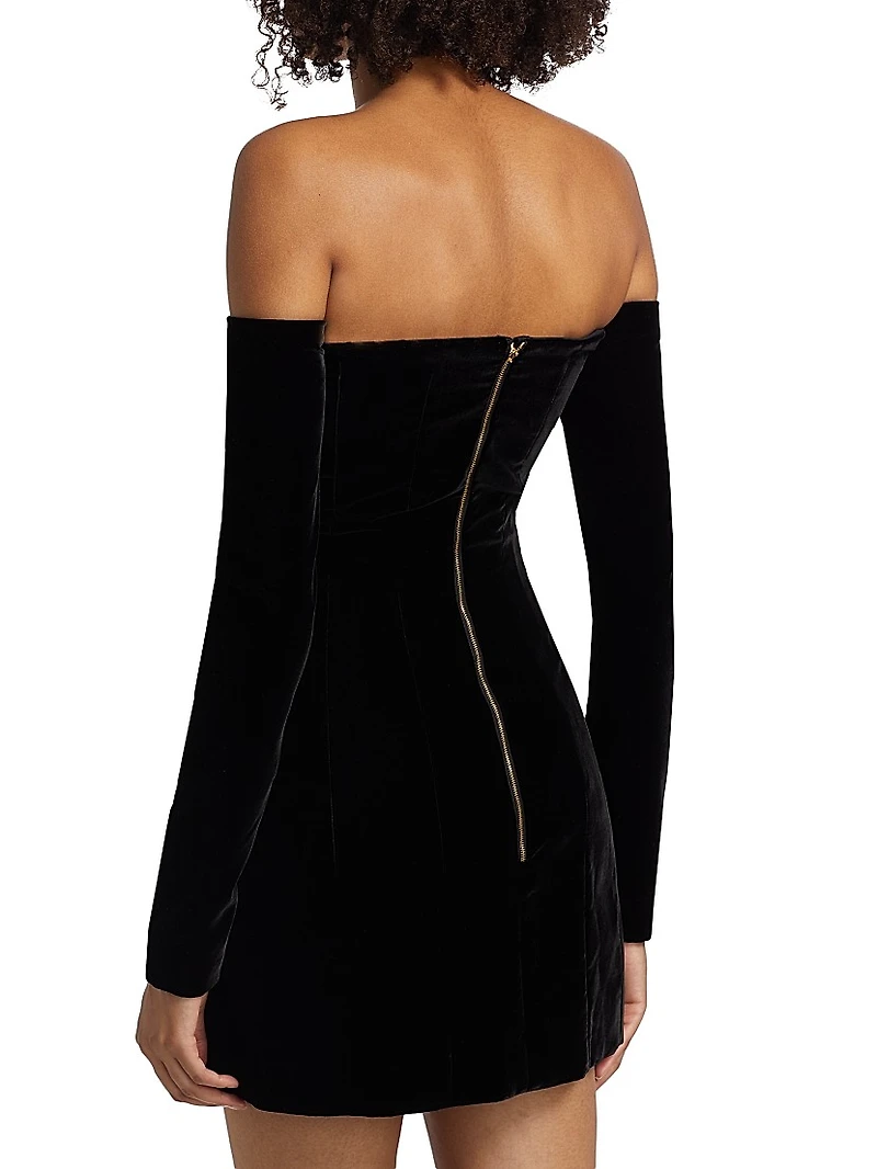 Fluid Velvet Off-the-Shoulder Minidress