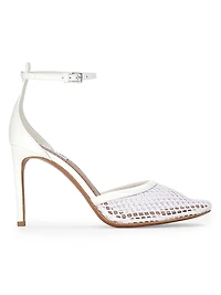 90MM Mesh & Leather Pumps