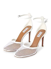 90MM Mesh & Leather Pumps