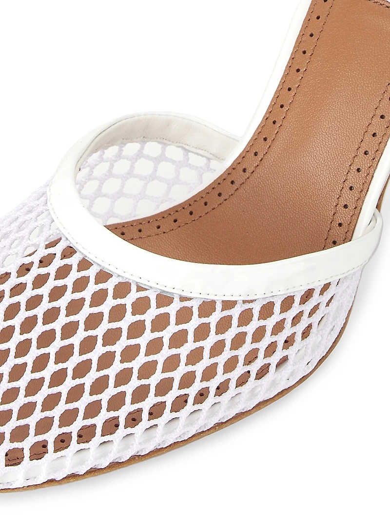 90MM Mesh & Leather Pumps