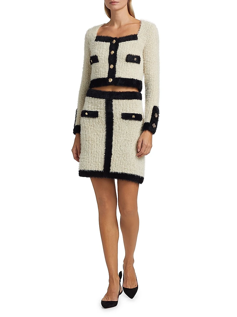 Cotton-Blend Tweed Knit Miniskirt