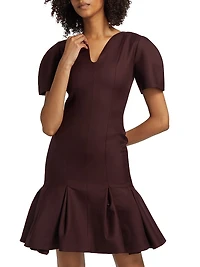 Wool Gabardine Peplum Minidress