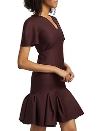 Wool Gabardine Peplum Minidress