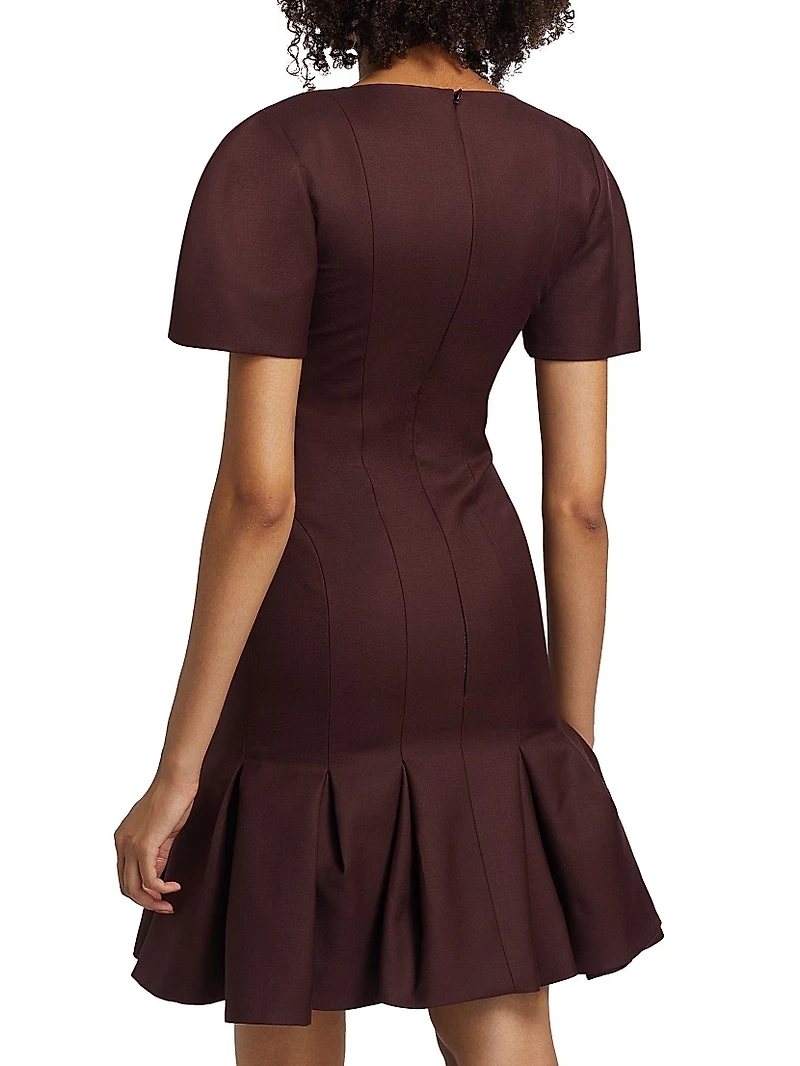Wool Gabardine Peplum Minidress