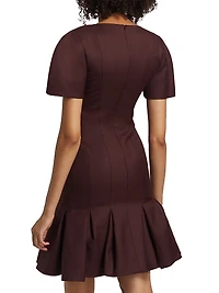 Wool Gabardine Peplum Minidress