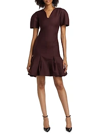 Wool Gabardine Peplum Minidress