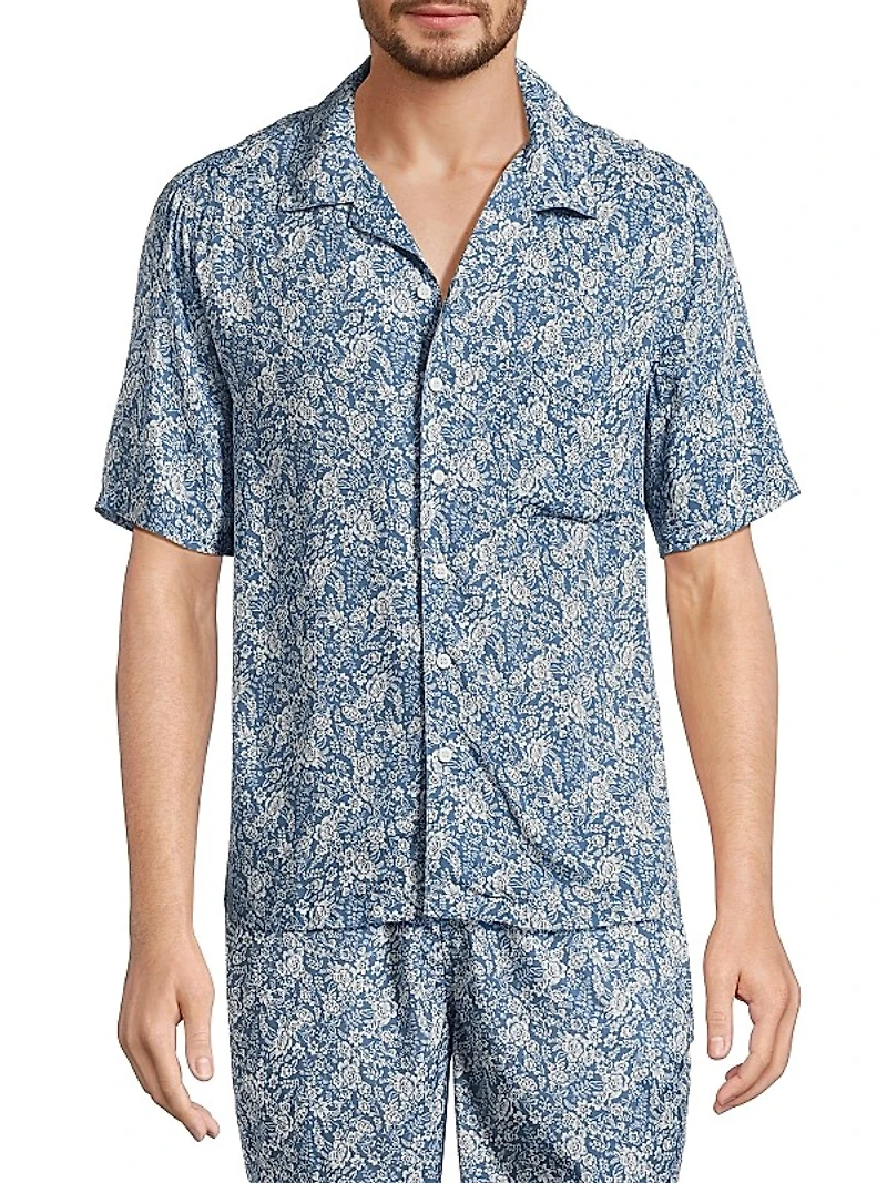 Floral Print Vacation Short-Sleeve Shirt