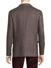 Houndstooth Wool-Blend Two-Button Jacket