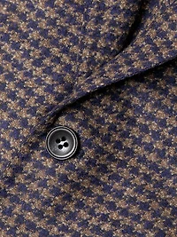Houndstooth Wool-Blend Two-Button Jacket