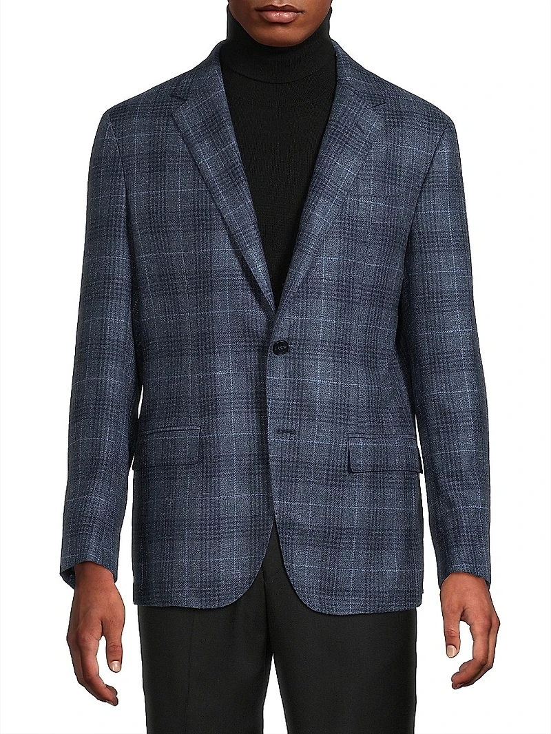 Glen Plaid Single-Breasted Sport Jacket