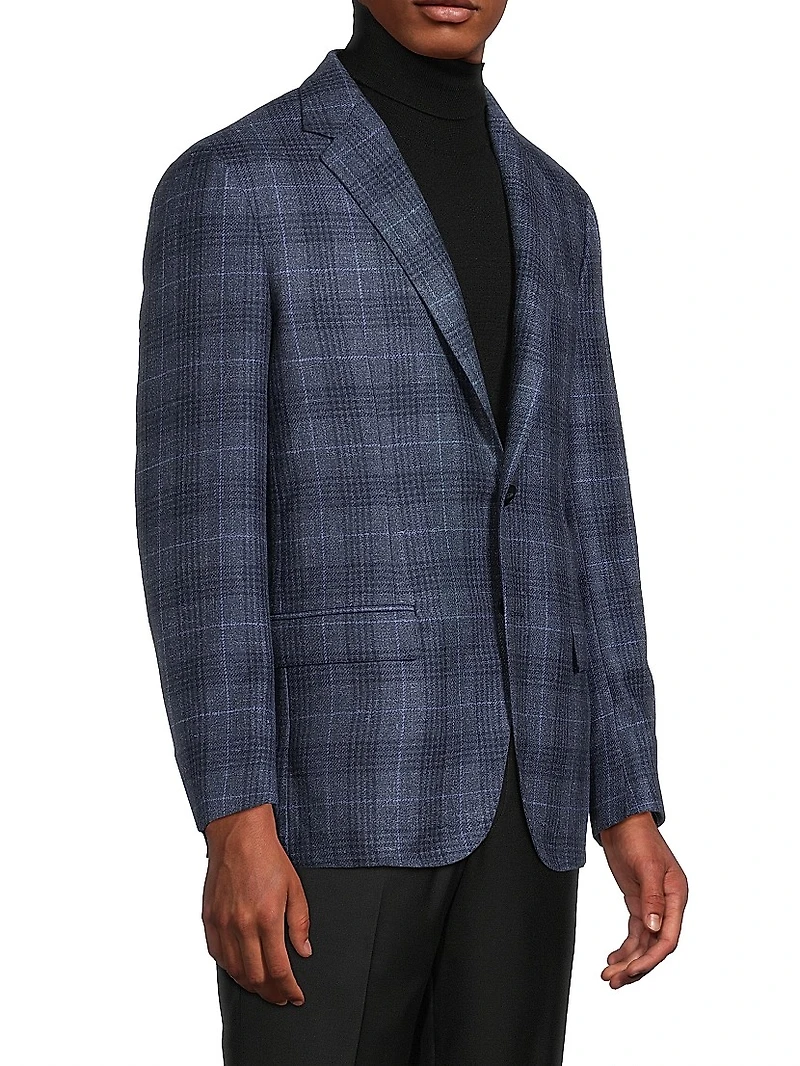 Glen Plaid Single-Breasted Sport Jacket