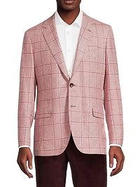 Glen Check Wool Two-Button Jacket